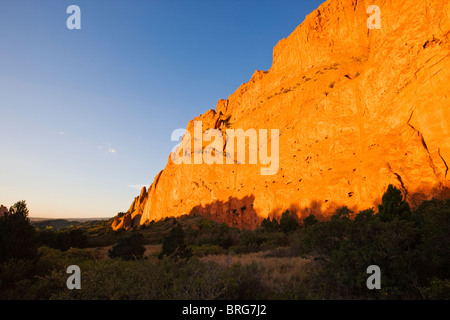 Nord-Gateway Rock, Garden of the Gods. Jahren der Erosion schaffen einzigartige Sandstein-Formationen, National Natural Landmark, Colorado Stockfoto