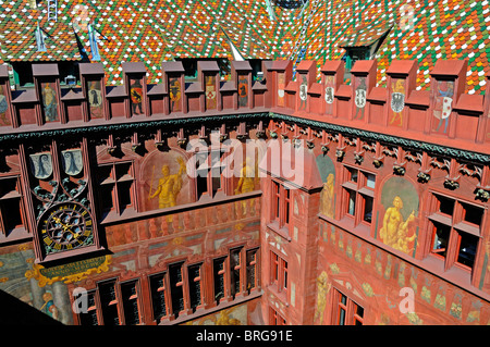 Basel (Basel), Schweiz. 16thC Rathaus (Rathaus). Hof von oben gesehen Stockfoto