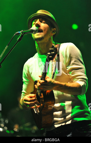 Jason Mraz führt auf der Bühne im HMV Hammersmith Apollo auf 5. April 2009. Stockfoto