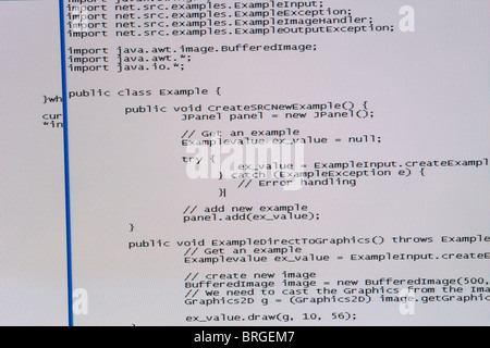 Screenshot eines Programms in der Computer-Programmierung-Programmiersprache Java geschrieben Stockfoto