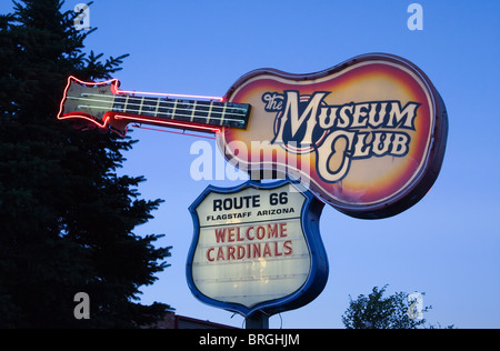 Die leuchtreklamen am Museum Club in Flagstaff Route 66 Stockfoto