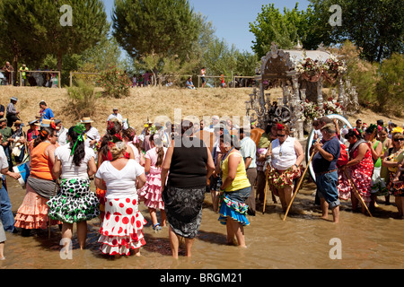 Compostela Haciendo el Camino del El Rocio Villamanrique Sevilla Andalusien España Pilgerweg von El Rocio Andalusien Spanien Stockfoto