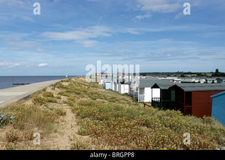 HEACHAM STRANDHÜTTEN UND CAMPINGPLATZ. NORTH NORFOLK UK. Stockfoto