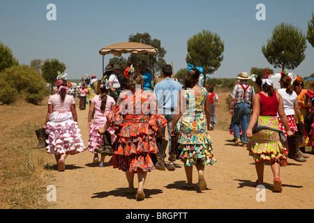 Compostela Haciendo el Camino del El Rocio Villamanrique Sevilla Andalusien España Pilgerweg von El Rocio Andalusien Spanien Stockfoto