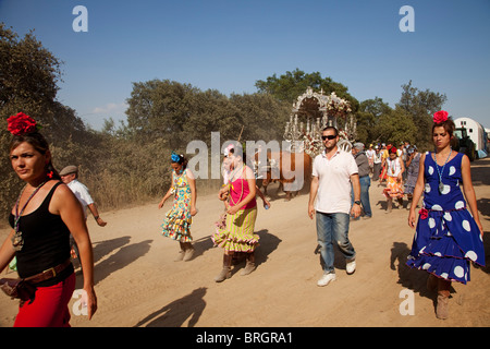 Compostela Haciendo el Camino del El Rocio Villamanrique Sevilla Andalusien España Pilgerweg von El Rocio Andalusien Spanien Stockfoto