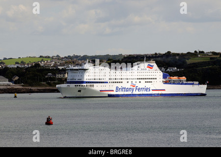 MV Armorique eine Roro Bretagne ferry eingehende Plymouth Ferry Terminal gesehen hier auf Plymouth Sound South Devon England UK Stockfoto