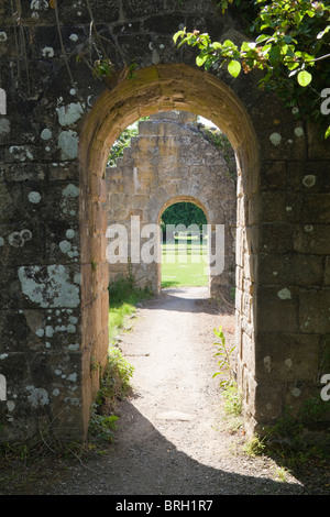 Alte gewölbte Türen in Jervaulx Abbey, North Yorkshire Stockfoto