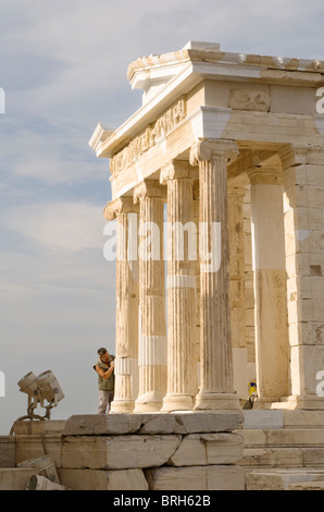 Restaurierungsarbeiten auf der Akropolis in Athen, Griechenland. Stockfoto