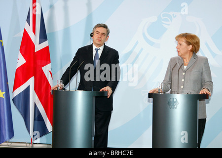 GORDON BROWN & ANGELA MERKEL Ministerpräsident & BUNDESKANZLER 15. Januar 2009 BERLIN Deutschland Stockfoto