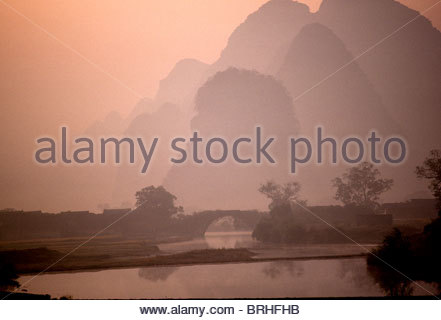 Am frühen Morgen im ländlichen Süden Chinas. Stockfoto