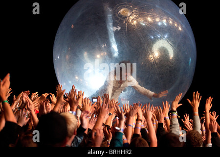 Wayne Coyne Führer der Band Flaming Lips tagsüber Off Festival, Katowice, Polen Stockfoto