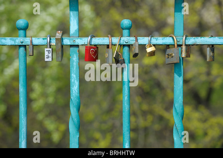 Nahaufnahme der Schlösser der Liebe, Wroclaw, untere Schlesischen Woiwodschaft, Polen Stockfoto