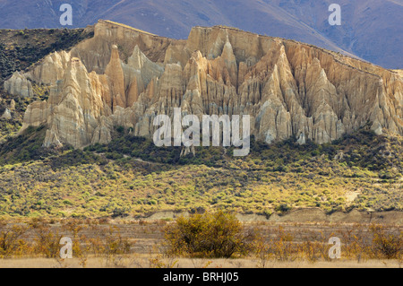 Clay Klippen, Omarama, Canterbury, Südinsel, Neuseeland Stockfoto