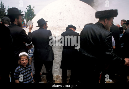 Israel, oberen Galiläa, Lag B'Omer Pilgerreise zum Grab des Rabbi Shimon Bar Yohai bei Meron Stockfoto