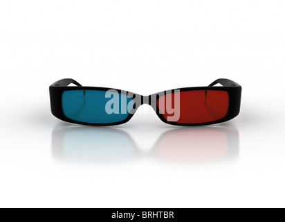 3D Brille auf weißem Hintergrund Stockfoto