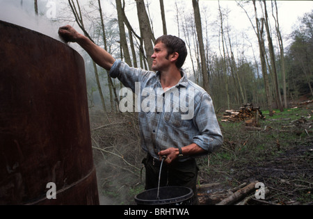 Ed Adams Kohle machen in der Sussex Wald Stockfoto