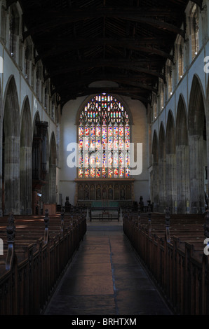 In St.-Nikolaus Kapelle, King's Lynn "Blick zum Fenster Buntglas. Stockfoto