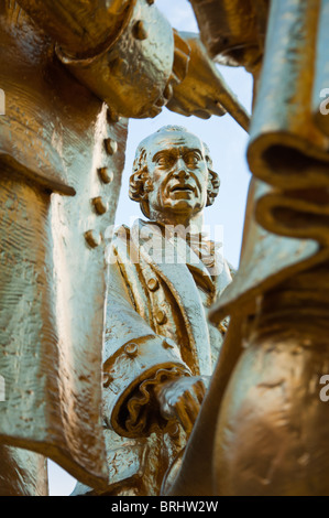 THS-Statue von Matthew Boulton, James Watt und William Murdoch, Broad Street, Birmingham, England, UK Stockfoto