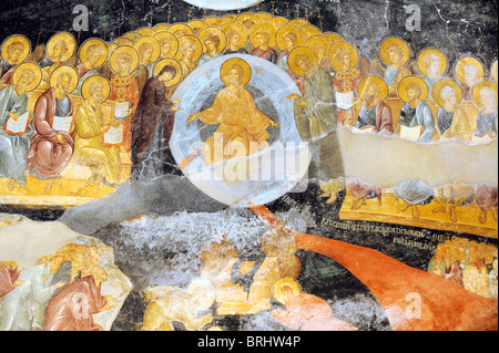 Jüngsten Gericht. Christus thront die Seelen empfängt und sendet sie entweder in den Himmel oder Hölle. Stockfoto