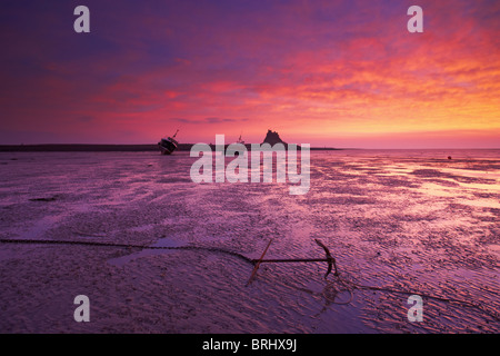 Ein schöner Januar Morgen auf der Heiligen Insel an der Northumberland Küste Stockfoto