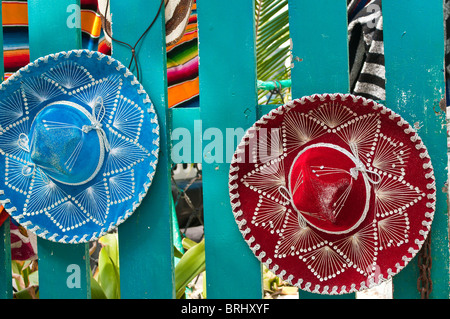 Mexiko, Cozumel. Souvenir Sombreros, San Miguel de Cozumel, Isla Cozumel, Cozumel Island. Stockfoto