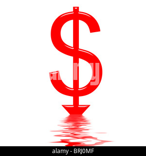 Sinkende Dollar-Konzept Stockfoto