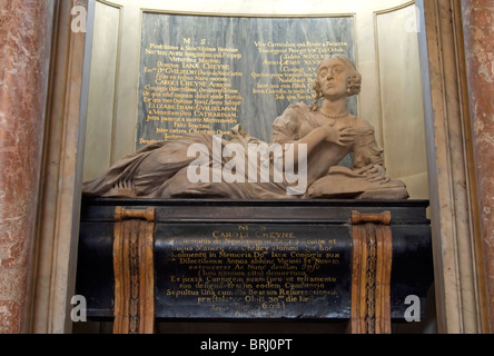 1669 Lady Jane Cheyne Denkmal in alte Kirche Chelsea, Chelsea, London, england Stockfoto