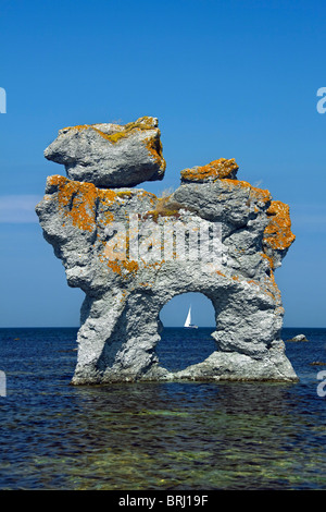 Erodierte Seastacks in Gamla Hamnøya in Fårö, Schweden Stockfoto