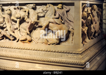 Eine Kampfszene dargestellt auf Alexander Sarcophagus Stockfoto