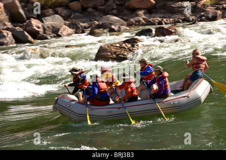 Arizona, Grand Canyon National Park, Colorado River, Tonto Trail Wandern, schnelle Einsiedler mit Floß Stockfoto