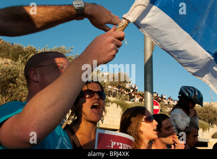 Israel. Jerusalem. Parkplatz Karta. Weltliche anti-Demonstration gegen Ultra Orrthodox Sabbat Demonstrationen Stockfoto