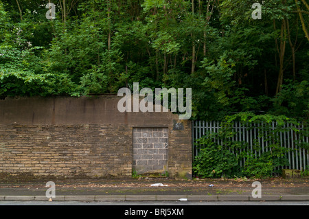 Alten Drehkreuz Eingang zum Horton Park Avenue Stadion, Heimat von Bradford Park Avenue, ist die 5-Schilling-Gebühr noch sichtbar Stockfoto