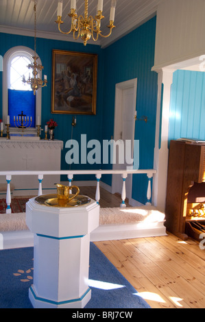 Grönland, Eriks Fjord (aka Eriksfjord), Brattahlid (aka Qassiarsuk). Modernen Dorfkirche, Interieur. Stockfoto