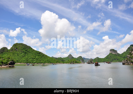 Auf dem Heimweg an Halong Bucht, Vietnam Stockfoto