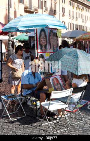 Navona Quadrat Rom Italien Maler Kunst Souvenirs Tag Stockfoto