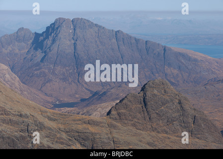 Ein Bild des Berges Bla Bheinn aus Bruach Na Frithe auf den Cuillin Ridge, Isle Of Skye, Schottland, UK Stockfoto