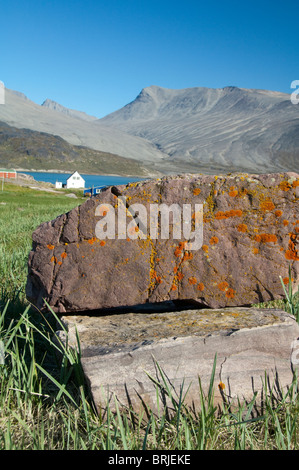 Grönland, Igaliku (aka Igaliko). Ruinen von Gardar. Stockfoto