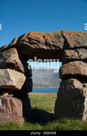 Grönland, Igaliku (aka Igaliko). Ruinen von Gardar. Stockfoto