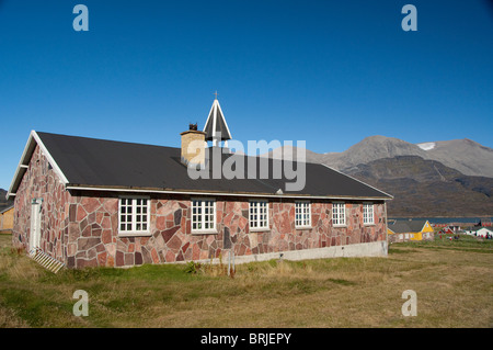 Grönland, Igaliku (aka Igaliko), Igaliku Fjord. Kleine Siedlung mit Bevölkerung von ungefähr 55. Stockfoto