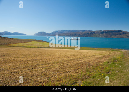 Grönland, Eriks Fjord (aka Eriksfjord). Malerische grönländischen Fjords in Itilleq zwischen Qaqortoq und Narsarsuaq. Stockfoto