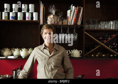 Café-Besitzer, portrait Stockfoto
