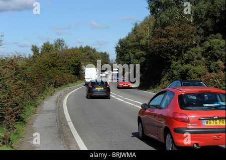 Der A3-Fernstraße durch des Teufels Punchbowl an Hindhead in Surrey, September 2010, vor der Eröffnung des Hindhead Tunnel Stockfoto