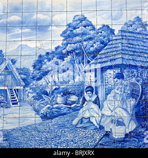Azulejo auf Funchal Straße äußere Stockfoto