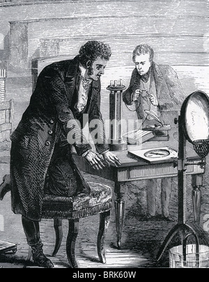 HANS CHRISTIAN OERSTED (1771-1851), dänischer Physiker entdeckte die Wirkung eines elektrischen Stromes auf einen magnetischen Kompass Stockfoto