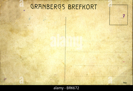 leere Rückseite eine antike Postkarte isoliert auf weiss Stockfoto