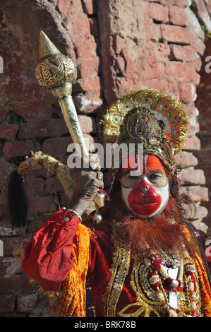 Sadhu gekleidet als Affengott, Pashupatinath, Kathmandu Stockfoto