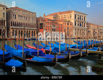 Reihe von Gondeln auf dem Canal Grande, Venedig Stockfoto