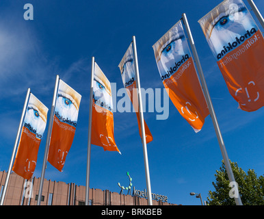 Köln - Photokina und Köln Messe Ausstellung Messehallen - Fahnen Stockfoto