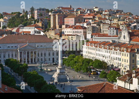 Luftbild, Rossio Platz Lissabon Portugal Stockfoto