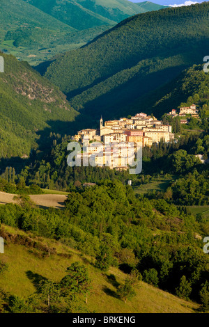 Mittelalterliche Stadt von Preci in die Valnerina Nationalpark Monti Sibillini, Umbrien Italien Stockfoto